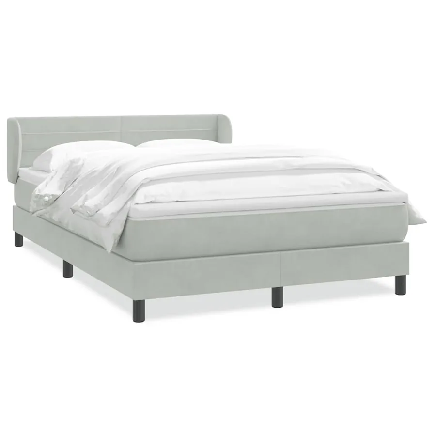 Sommier à lattes de lit et matelas gris clair 140x210cm velours - 2