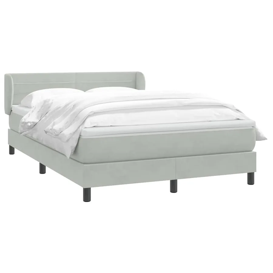 Sommier à lattes de lit et matelas gris clair 140x210cm velours - 3