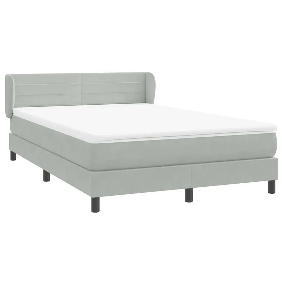 Sommier à lattes de lit et matelas gris clair 140x210cm velours - 4