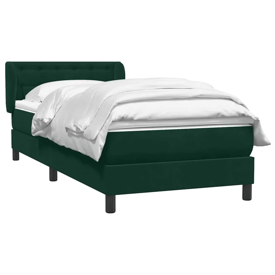 Sommier à lattes de lit et matelas vert foncé 90x220 cm velours - 3