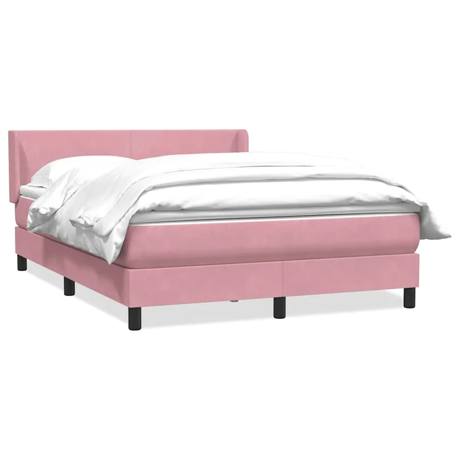 Sommier à lattes de lit avec matelas rose 140x210 cm velours - 2