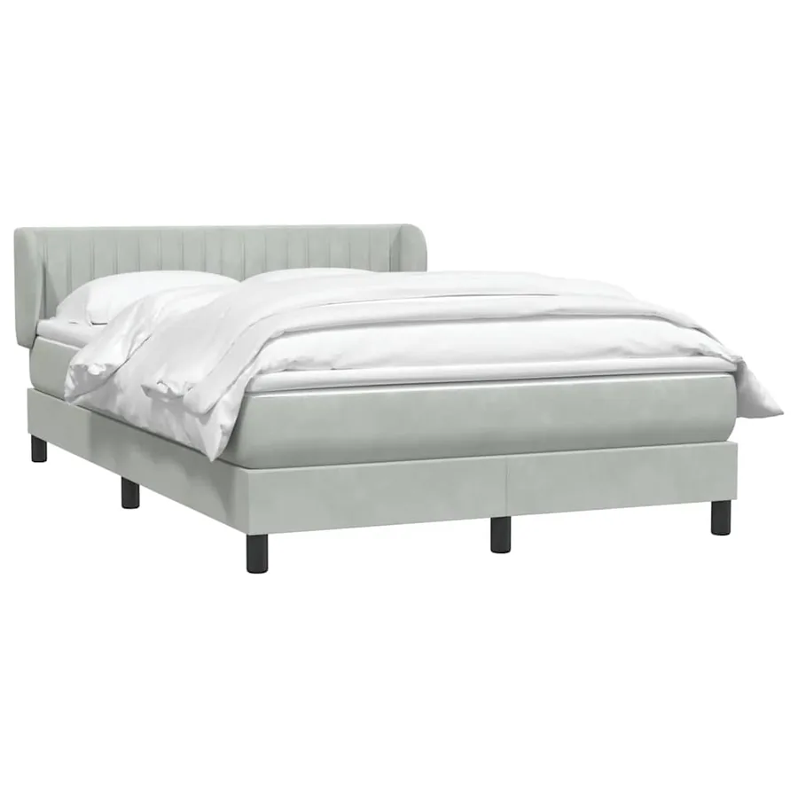 Sommier à lattes de lit et matelas gris clair 140x210cm velours - 3