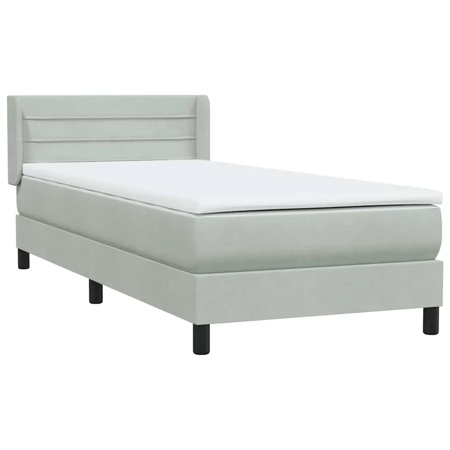 Sommier à lattes de lit et matelas gris clair 100x210cm velours - 4
