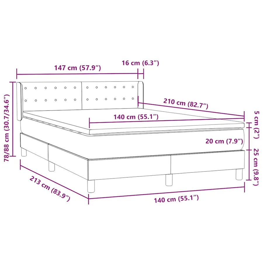 Sommier à lattes de lit et matelas gris clair 140x210cm velours - 12