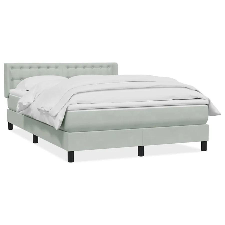 Sommier à lattes de lit et matelas gris clair 140x210cm velours - 2