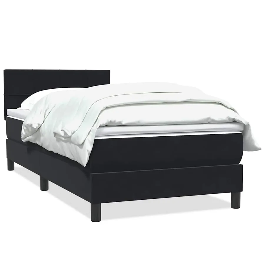 Sommier à lattes de lit avec matelas noir 90x210 cm velours - 2