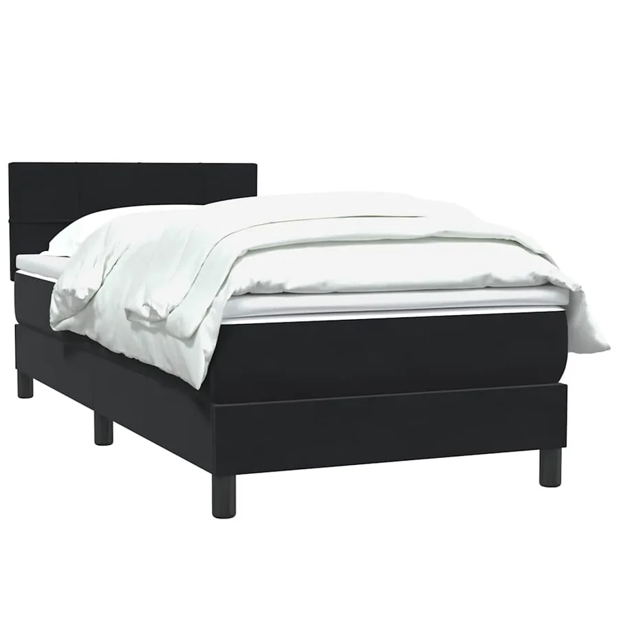 Sommier à lattes de lit avec matelas noir 90x210 cm velours - 3