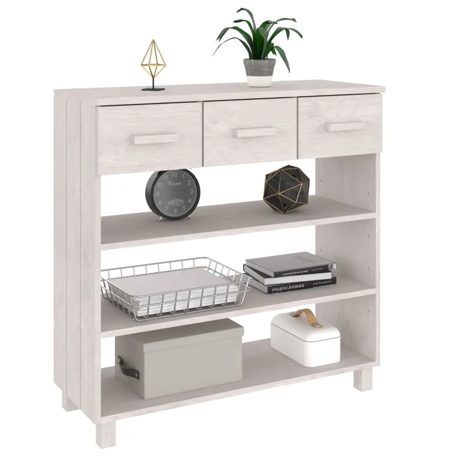Table console HAMAR Blanc 90x35x90 cm Bois massif de pin - 4