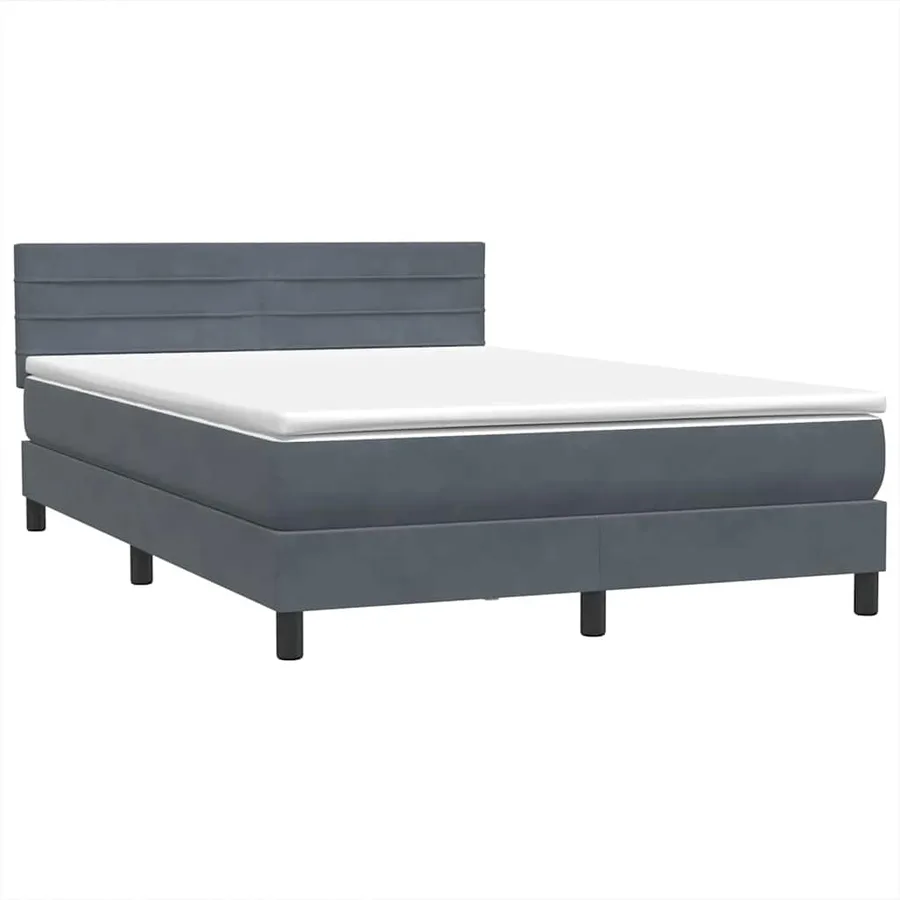 Sommier à lattes de lit et matelas gris foncé 140x210cm velours - 4