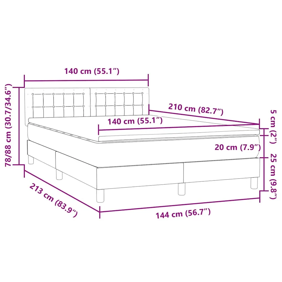 Sommier à lattes de lit avec matelas rose 140x210 cm velours - 12