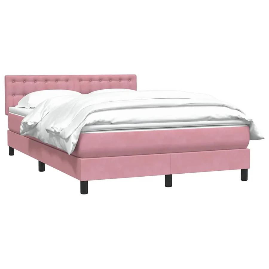 Sommier à lattes de lit avec matelas rose 140x210 cm velours - 3