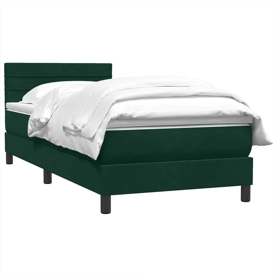 Sommier à lattes de lit et matelas vert foncé 90x220 cm velours - 3