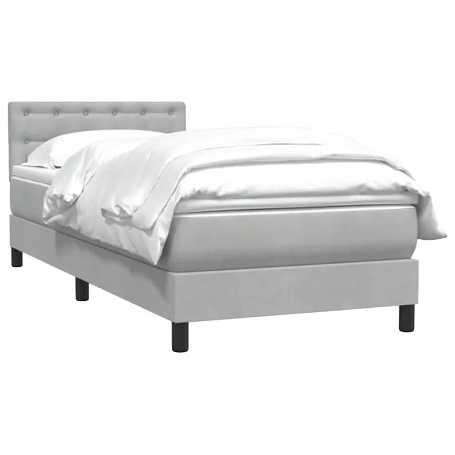 Sommier à lattes de lit et matelas et LED gris clair 100x210cm velours - 3