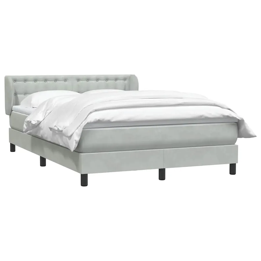 Sommier à lattes de lit et matelas gris clair 140x210cm velours - 3