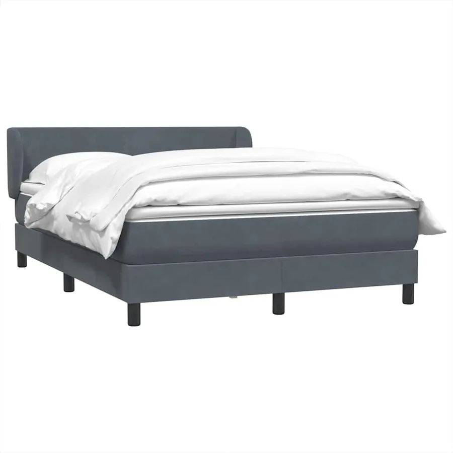 Sommier à lattes de lit et matelas gris foncé 140x210cm velours - 4
