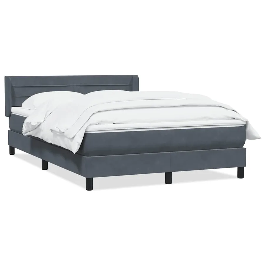 Sommier à lattes de lit et matelas gris foncé 140x210cm velours - 2