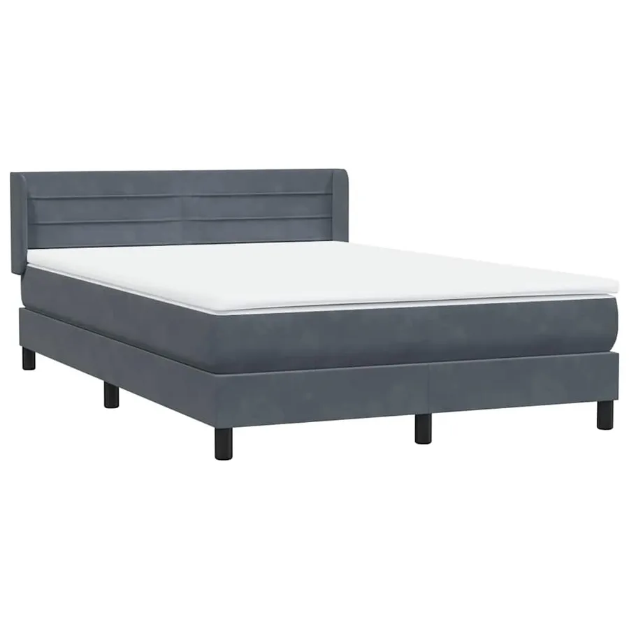Sommier à lattes de lit et matelas gris foncé 140x210cm velours - 4