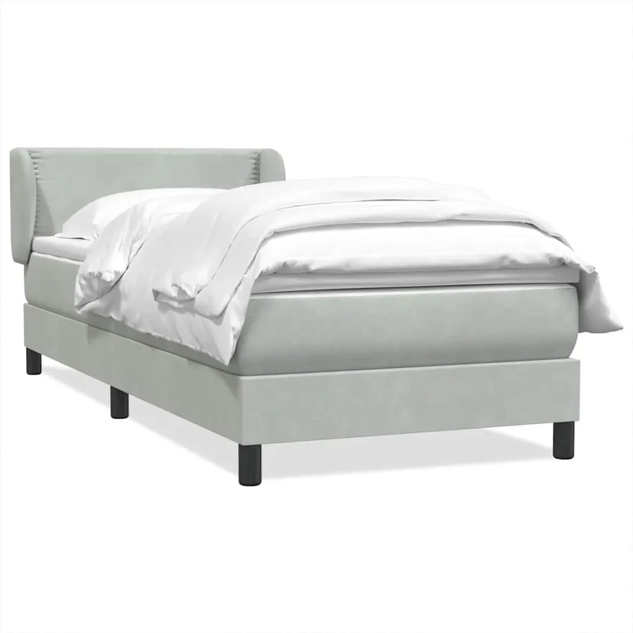 Sommier à lattes de lit et matelas gris clair 100x210cm velours - 2