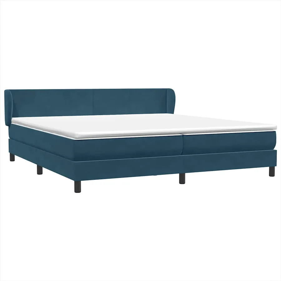 Sommier à lattes de lit et matelas bleu foncé 200x210cm velours - 2