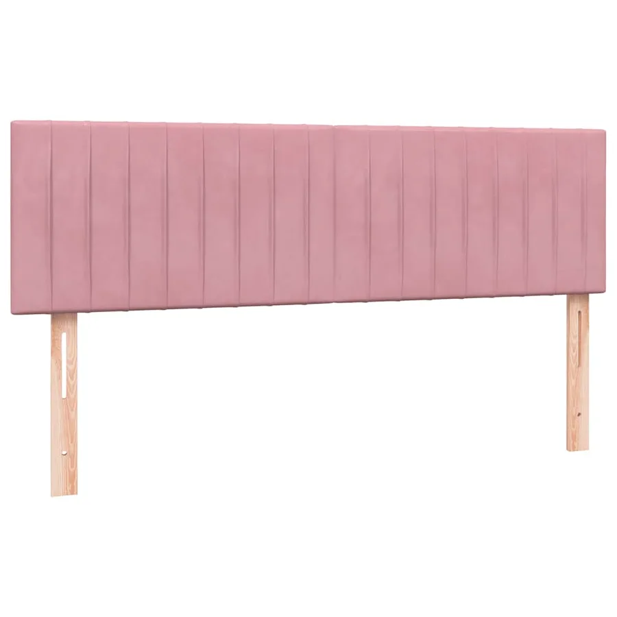 Sommier à lattes de lit avec matelas et LED rose 140x210 cm velours - 7