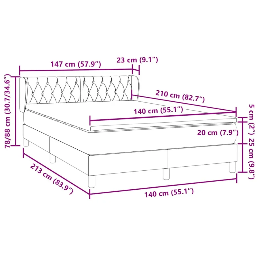 Sommier à lattes de lit et matelas gris clair 140x210cm velours - 12