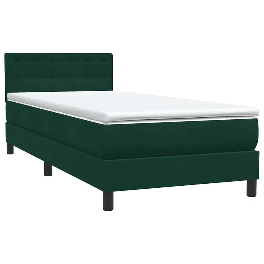 Sommier à lattes de lit et matelas et LED vert foncé 90x220 cm velours - 5