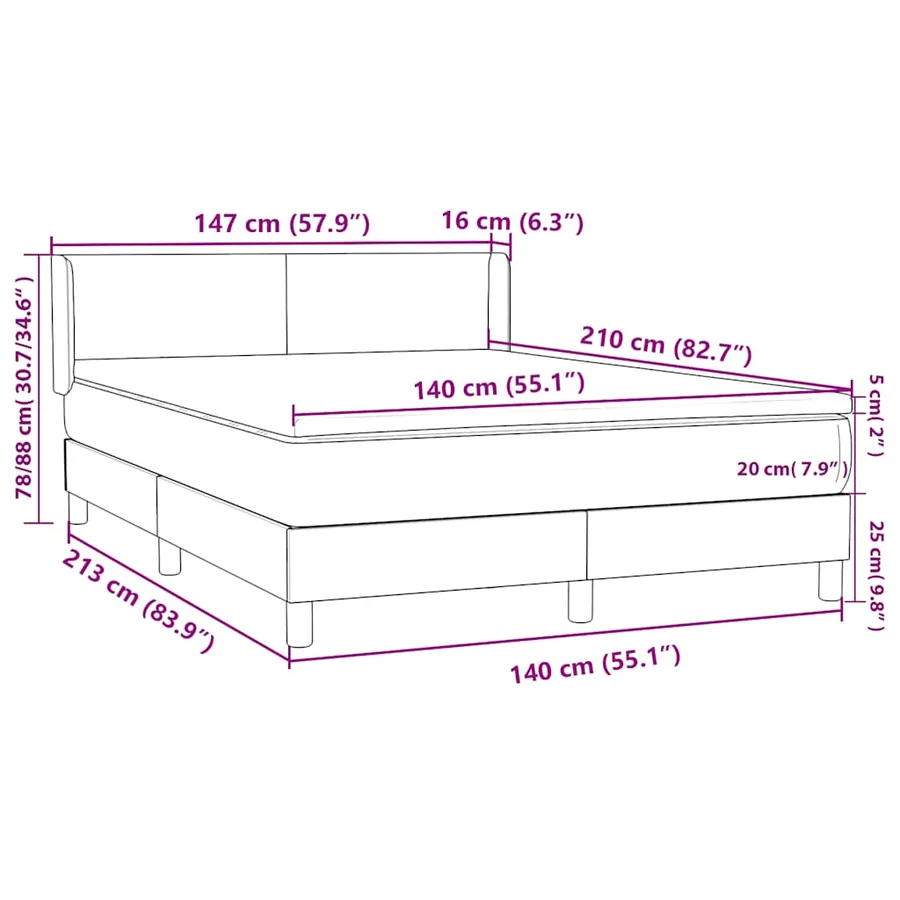 Sommier à lattes de lit et matelas gris clair 140x210cm velours - 12