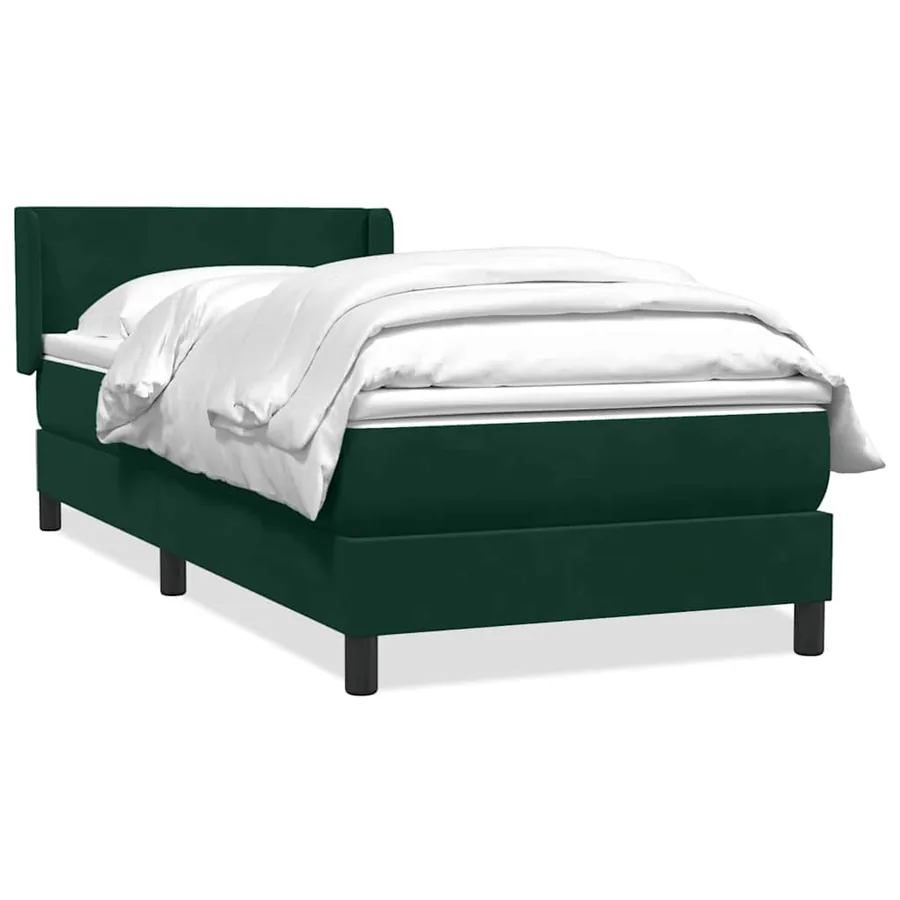 Sommier à lattes de lit et matelas vert foncé 90x220 cm velours