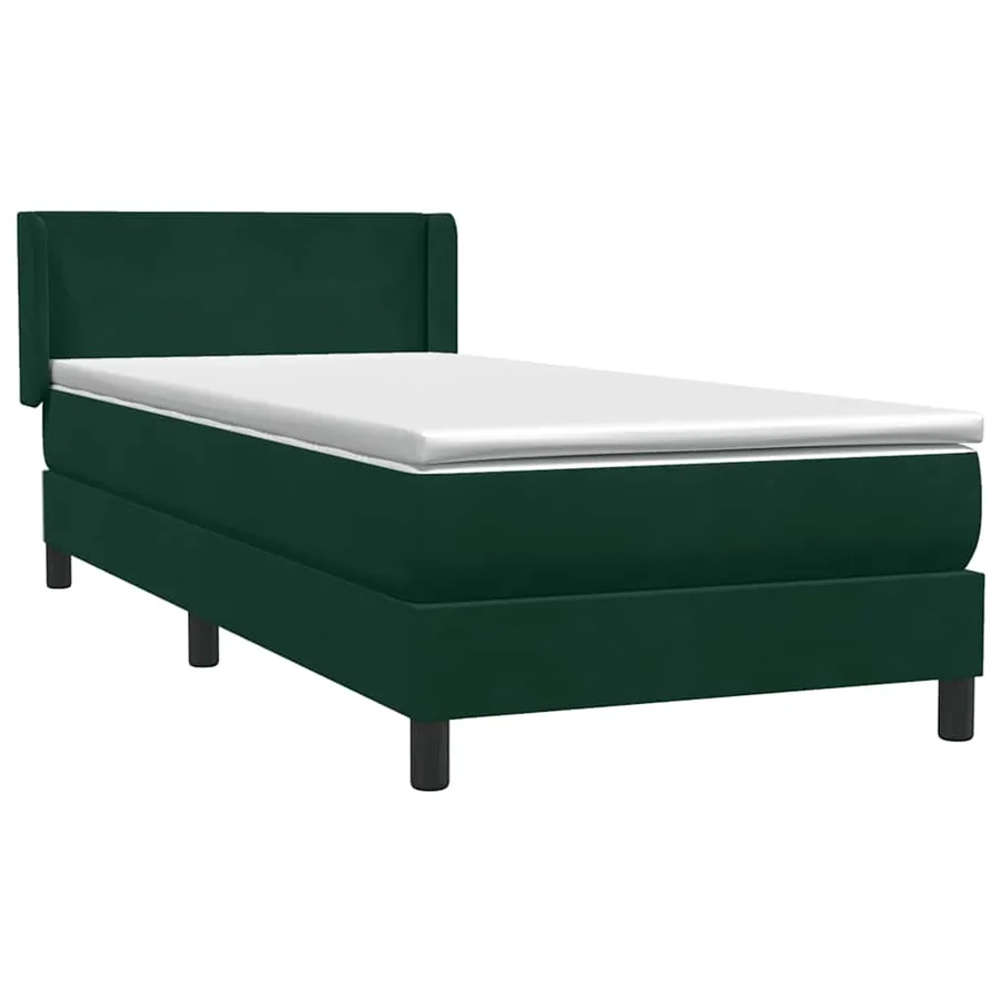 Sommier à lattes de lit et matelas vert foncé 90x220 cm velours - 2