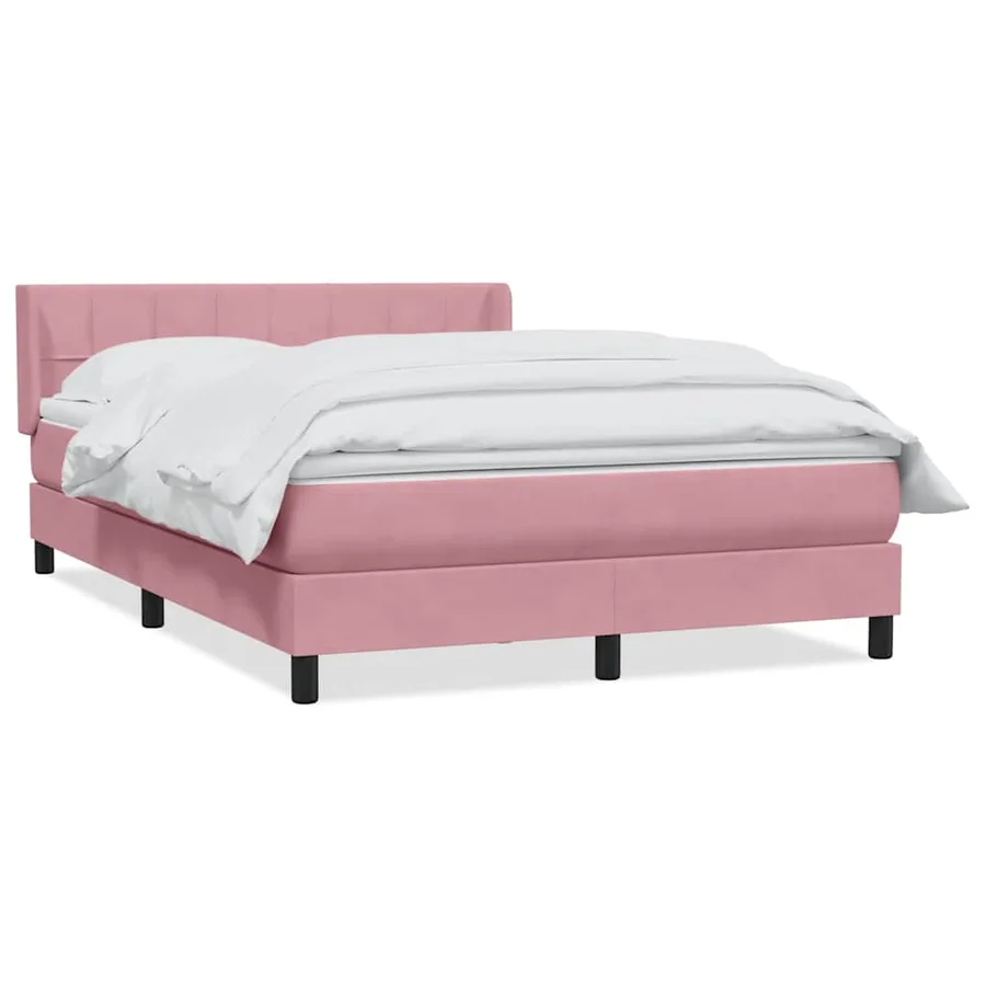 Sommier à lattes de lit avec matelas rose 140x210 cm velours - 2
