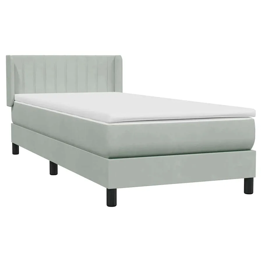 Sommier à lattes de lit et matelas gris clair 100x210cm velours - 4