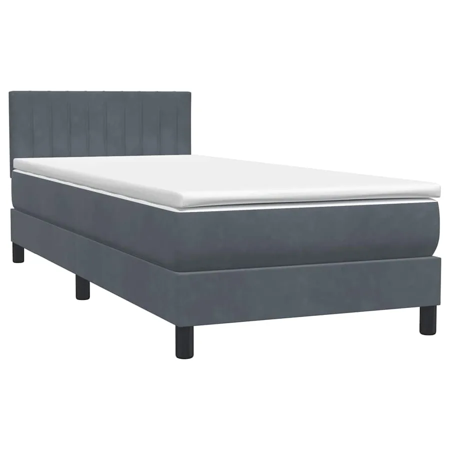 Sommier à lattes de lit et matelas gris foncé 100x210cm velours - 2