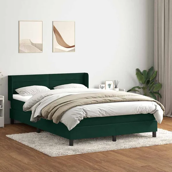 Sommier à lattes de lit et matelas vert foncé 160x210cm velours