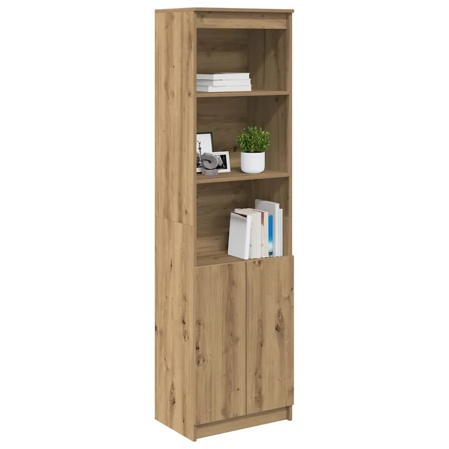 Buffet haut chêne artisanal 50x35x180 cm bois d'ingénierie - 4