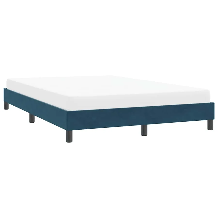 Cadre de lit sans matelas bleu foncé 140x210 cm velours - 4