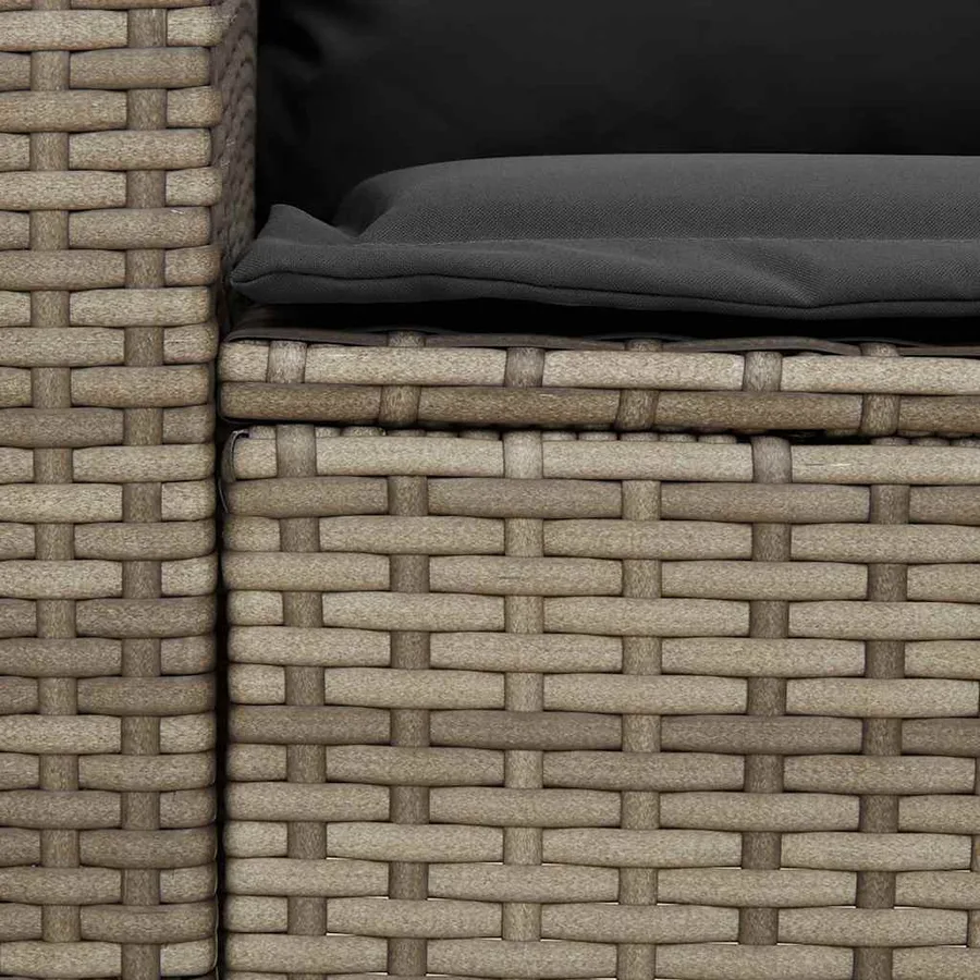 Salon de jardin 4 pcs avec coussins forme L gris résine tressée - 10