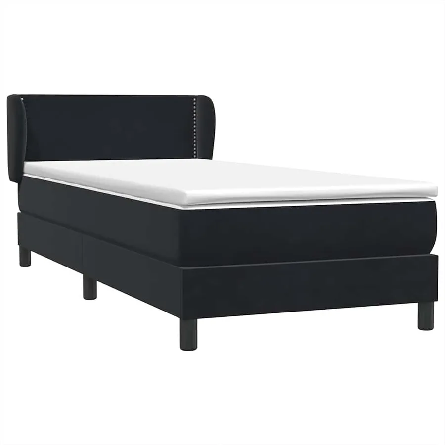 Sommier à lattes de lit avec matelas noir 90x220 cm velours - 4