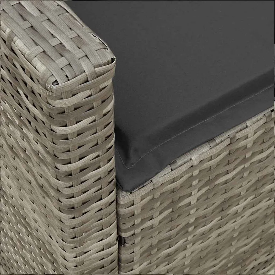 Salon de jardin 4 pcs avec coussins gris résine tressée - 11
