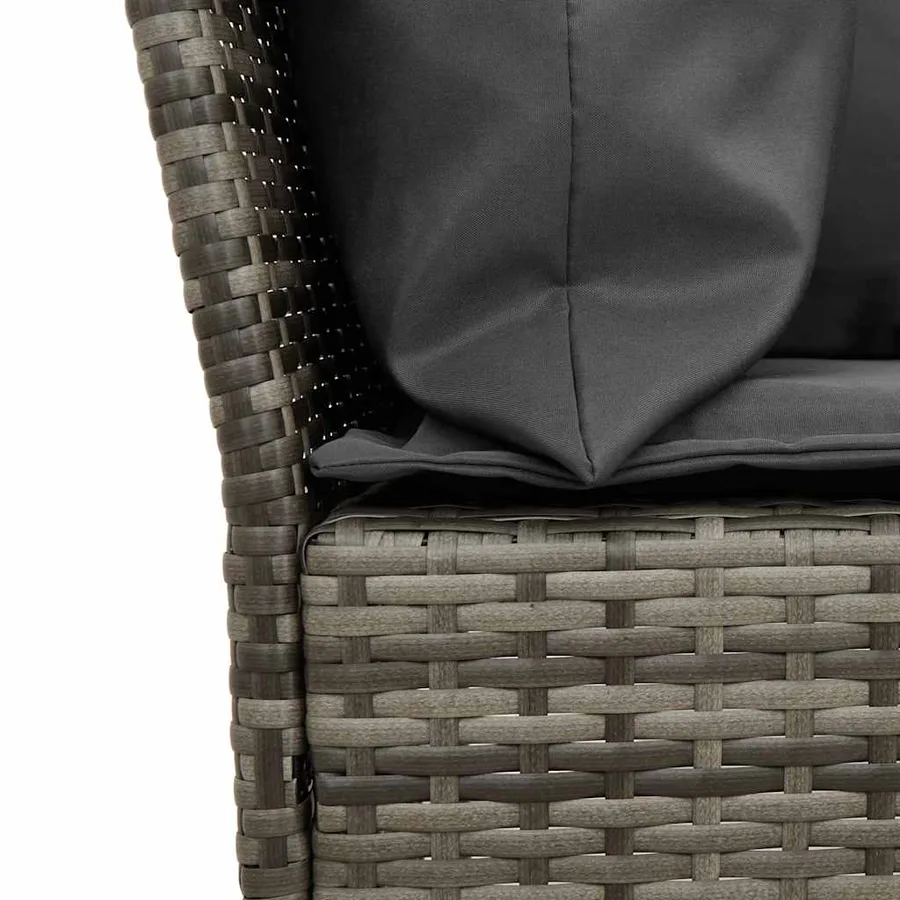 Salon de jardin 4 pcs avec coussins gris résine tressée - 12