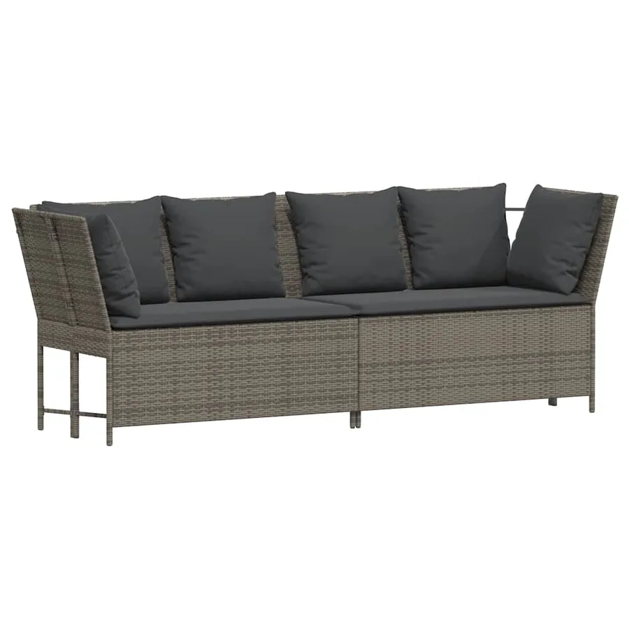 Salon de jardin 4 pcs avec coussins gris résine tressée - 5