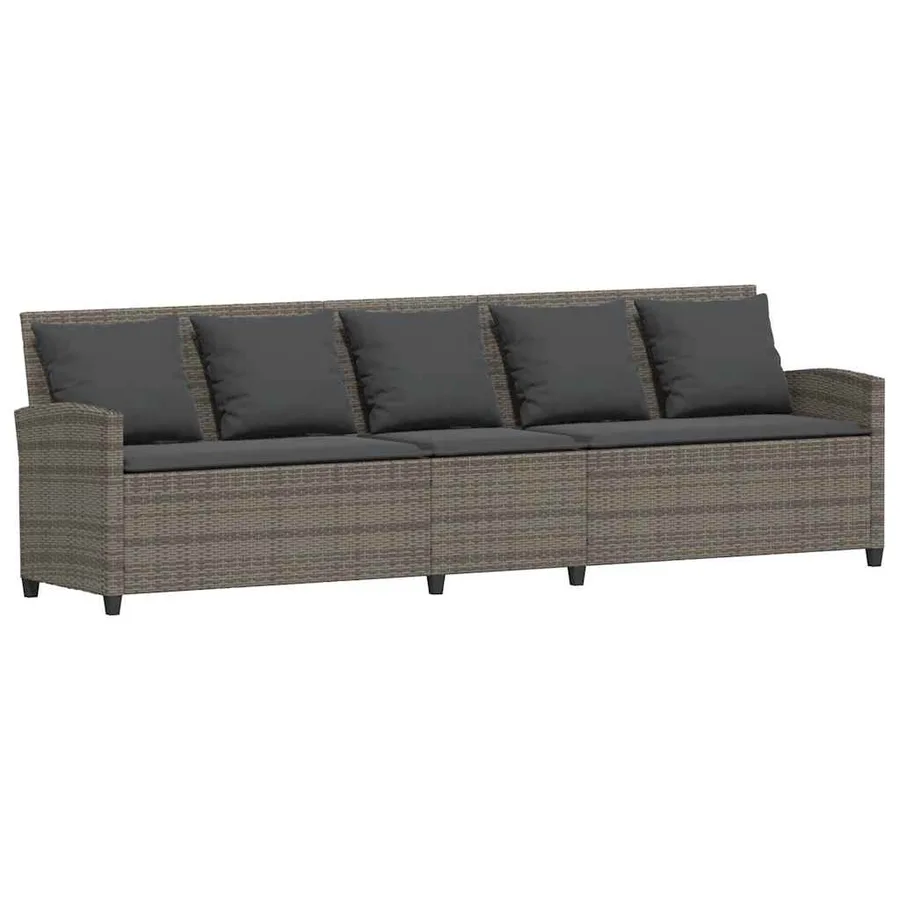 Salon de jardin 4 pcs avec coussins gris résine tressée - 6