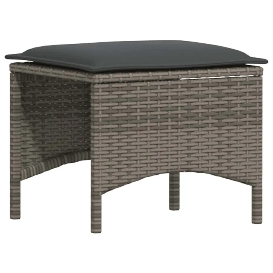 Salon de jardin 4 pcs avec coussins gris résine tressée - 8