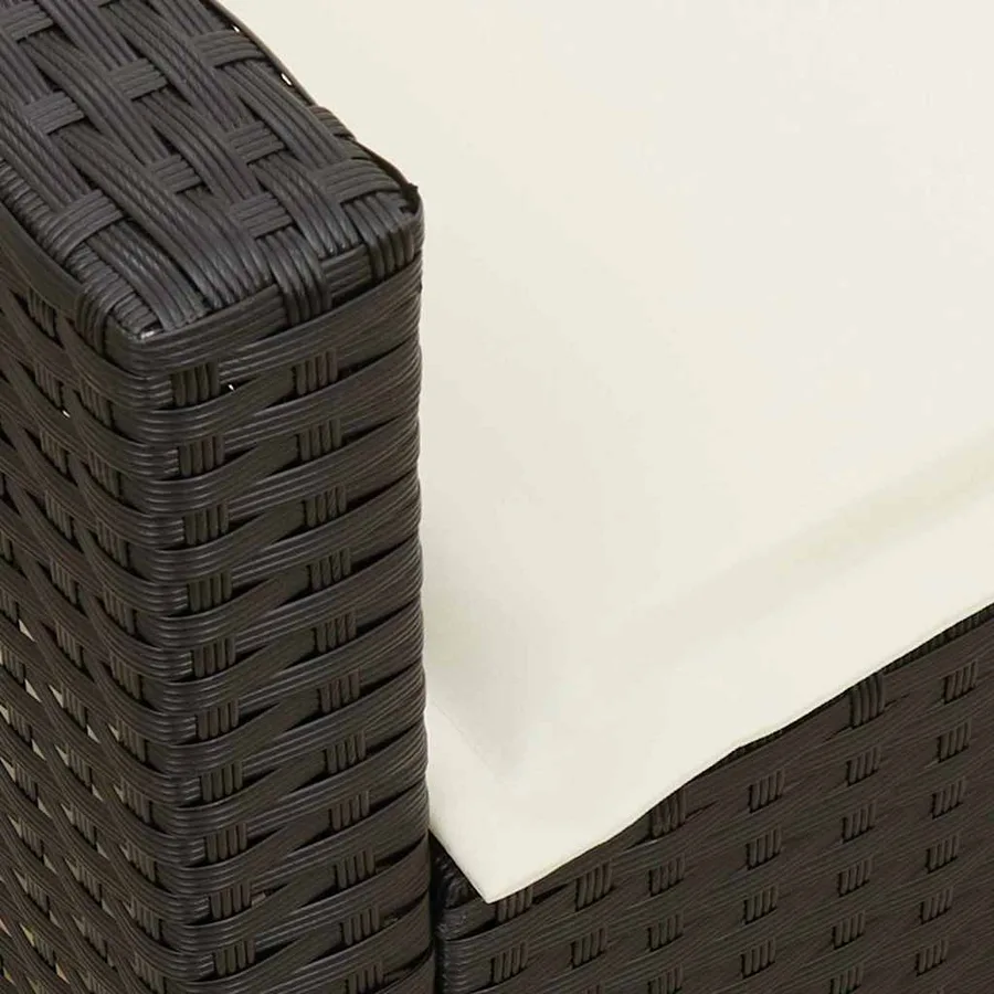 Salon de jardin 4 pcs avec coussins forme L noir résine tressée - 11