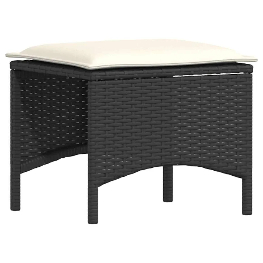 Salon de jardin 4 pcs avec coussins forme L noir résine tressée - 8