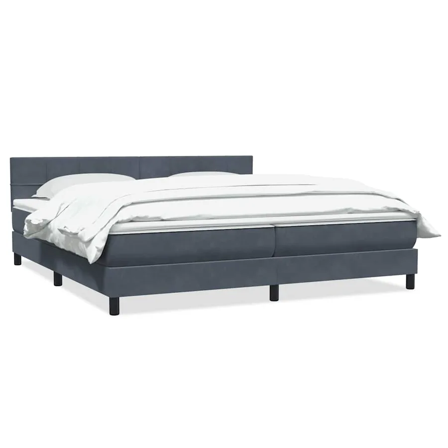 Sommier à lattes de lit et matelas gris foncé 180x210cm velours - 2