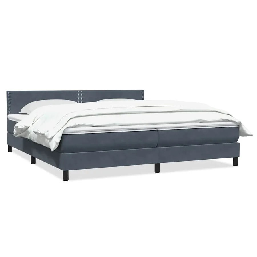Sommier à lattes de lit et matelas gris foncé 180x210cm velours - 2