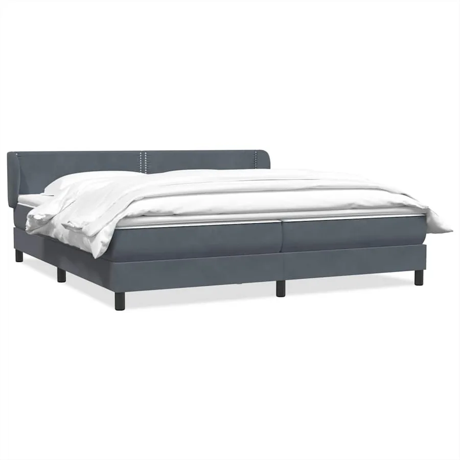 Sommier à lattes de lit et matelas gris foncé 180x210cm velours - 2