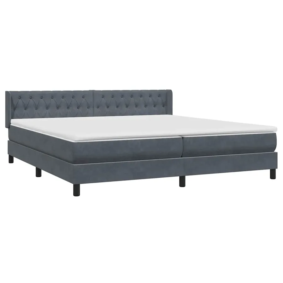 Sommier à lattes de lit et matelas gris foncé 180x210cm velours - 4