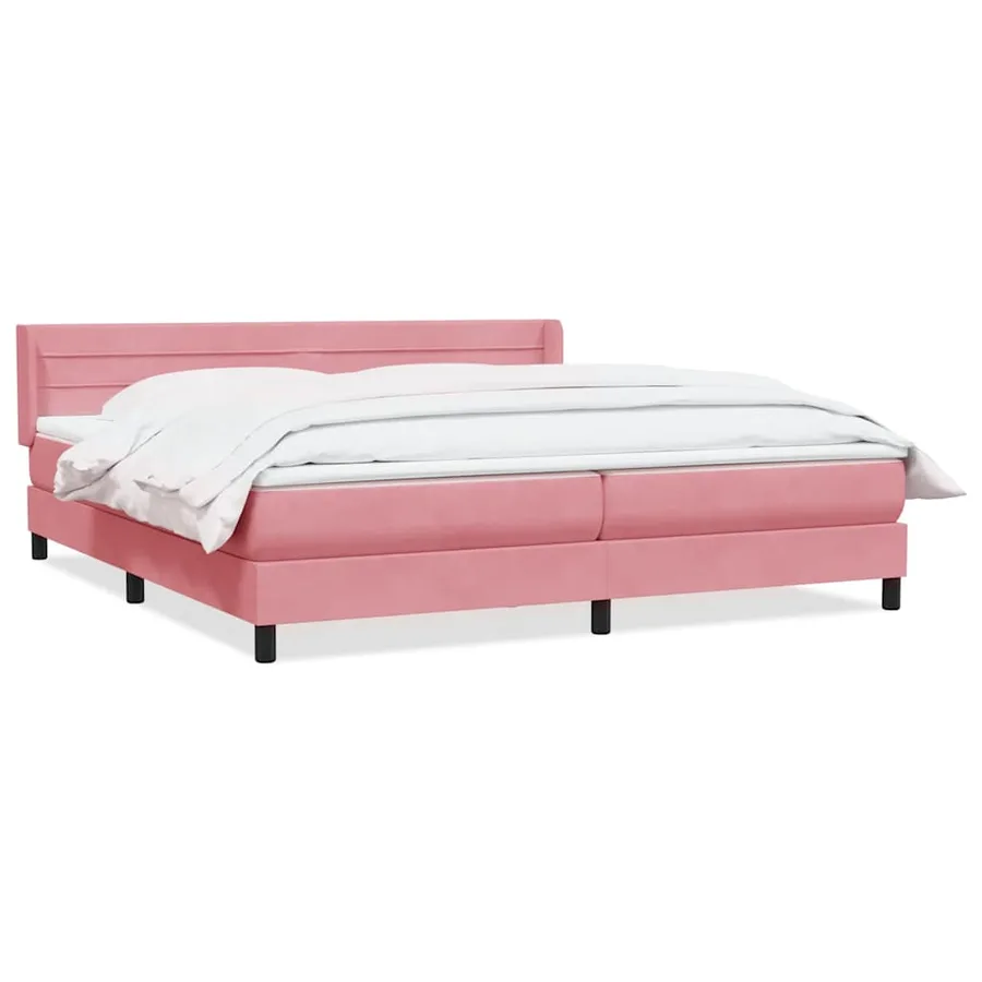 Sommier à lattes de lit avec matelas rose 180x210 cm velours - 2