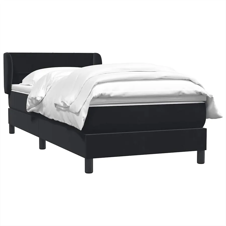 Sommier à lattes de lit avec matelas noir 90x220 cm velours - 3